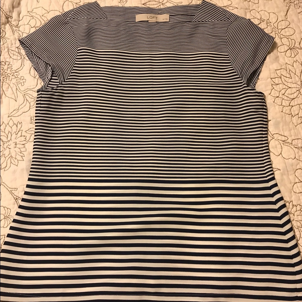 LOFT XXSP Navy and white stripe blouse